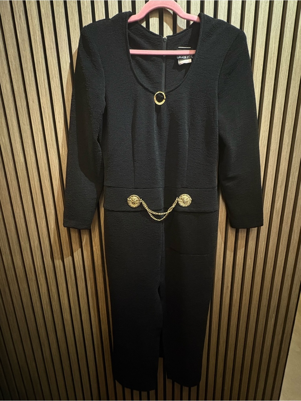 Scarlett Black Jumpsuit with Gold Chain Detail
